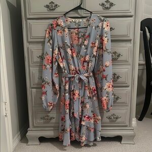 Inspired Hearts Blue and Pink Floral Robe